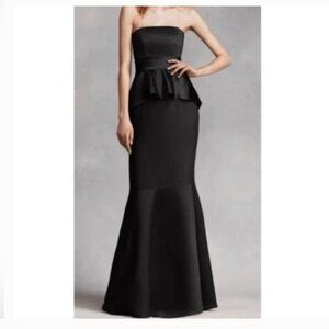 VERA WANG White Label Strapless Satin Peplum Evening Dress Size 6
